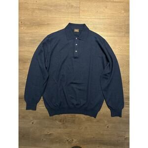 Neiman Marcus Polo Sweater Men 100% Virgin Wool Size XL Blue Made In Italy